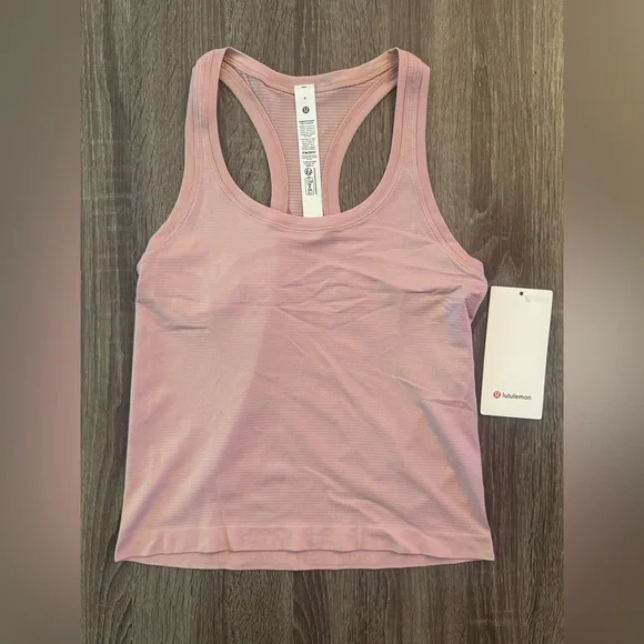 New Lululemon Swiftly Tech Cropped Racerback Tank Top. Pink Haze. Size 6. - Picture 1 of 16